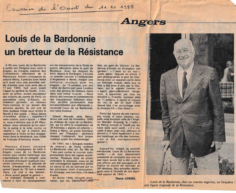 Article Courrier de l'Ouest 1985